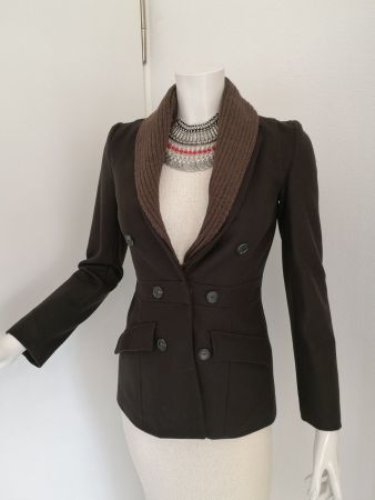 🤩MANGO WOLL-BLAZER-JACKE & DOPPEL-KRAGEN BRAUN NEU & D&G P.
