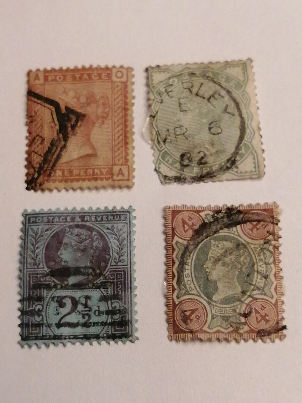Alle Briefmarken: 4mal QV 1874 bis 1881  – Gebraucht aus Happerswil von tschergi