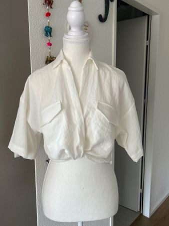 Bluse Kurz Oberteil weiss von H&M Gr. S