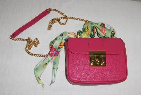 Leder Umhängetasche von Bergé, Farbe pink
