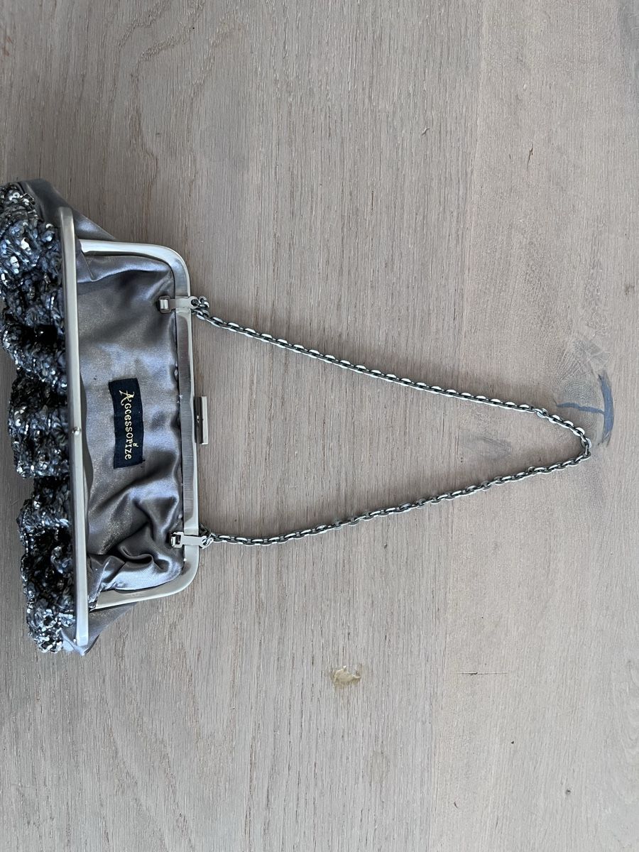 Borse da donna: Accessoirize Clutch, Grau, mit Glitzerperlen🌟 – Usato da Pfäffikon SZ venduto da humming-bird 2