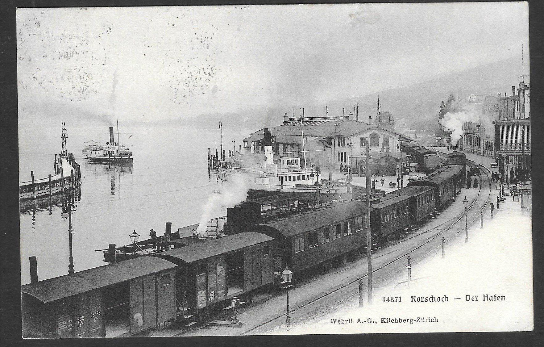 Cartes postales: Rorschach Hafen mit Dampfzügen – D'occasion à Olten par clotaldi