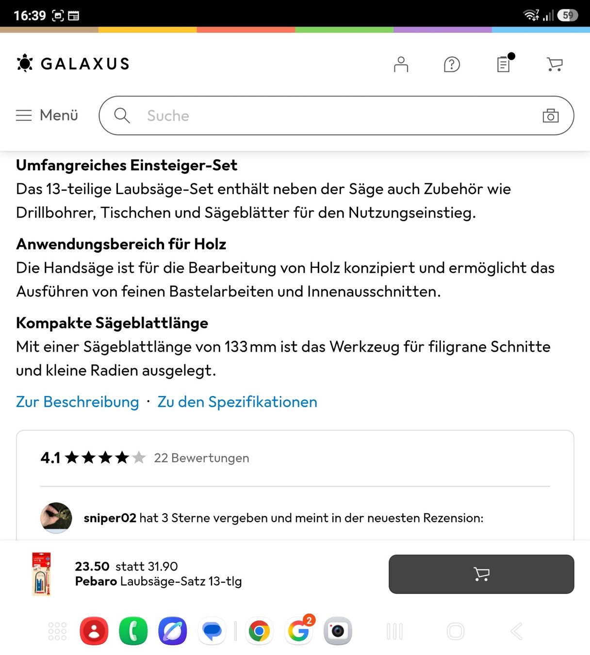 Tous les outils: Laubsäge Einsteiger Set Pebaro – Neuf (Voir description) à Wikon par _mc_speedy_ 2