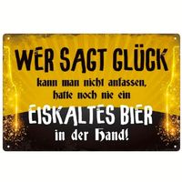 🍺😄 Vintage Metallschild „Glück = eiskaltes Bier“ 😄🍺