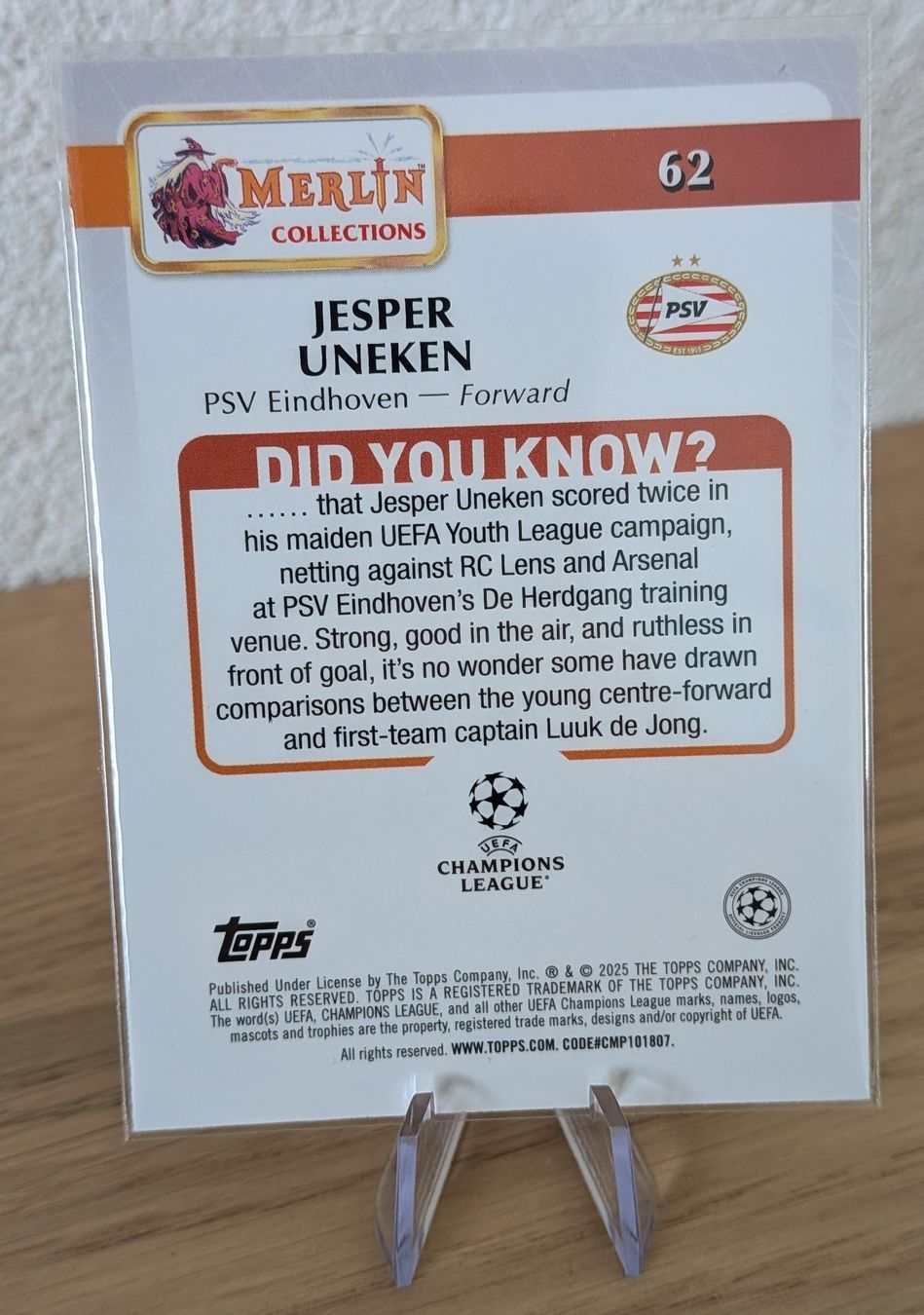 Topps Carte collezionabili: Jesper Uneken RC PSV - Topps Merlin  – Nuovo (secondo la descrizione) da Riddes venduto da marioCro16 1