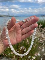 Elegante Keshi Perlenkette mit Bergkristall Sterling Silber