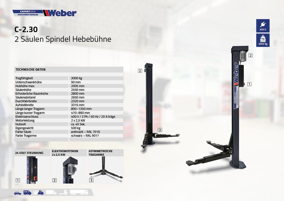 Hebebühne & Wagenheber: Weber 2 Säulen Autolift, Hebebühne, 3000Kg – Neu und originalverpackt aus Hägendorf von Toolking 4