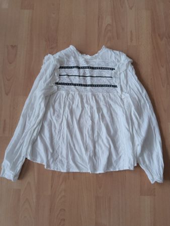 Romantische Bluse mit Spitze und Rüschen, Weiss, H&M Gr. 38