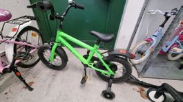 Vélo enfant 14 pouces vert avec roues stabilisatrices