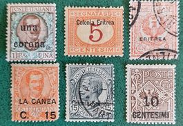 Lot de 6 timbres anciens Italie/Erythrée - Colonies