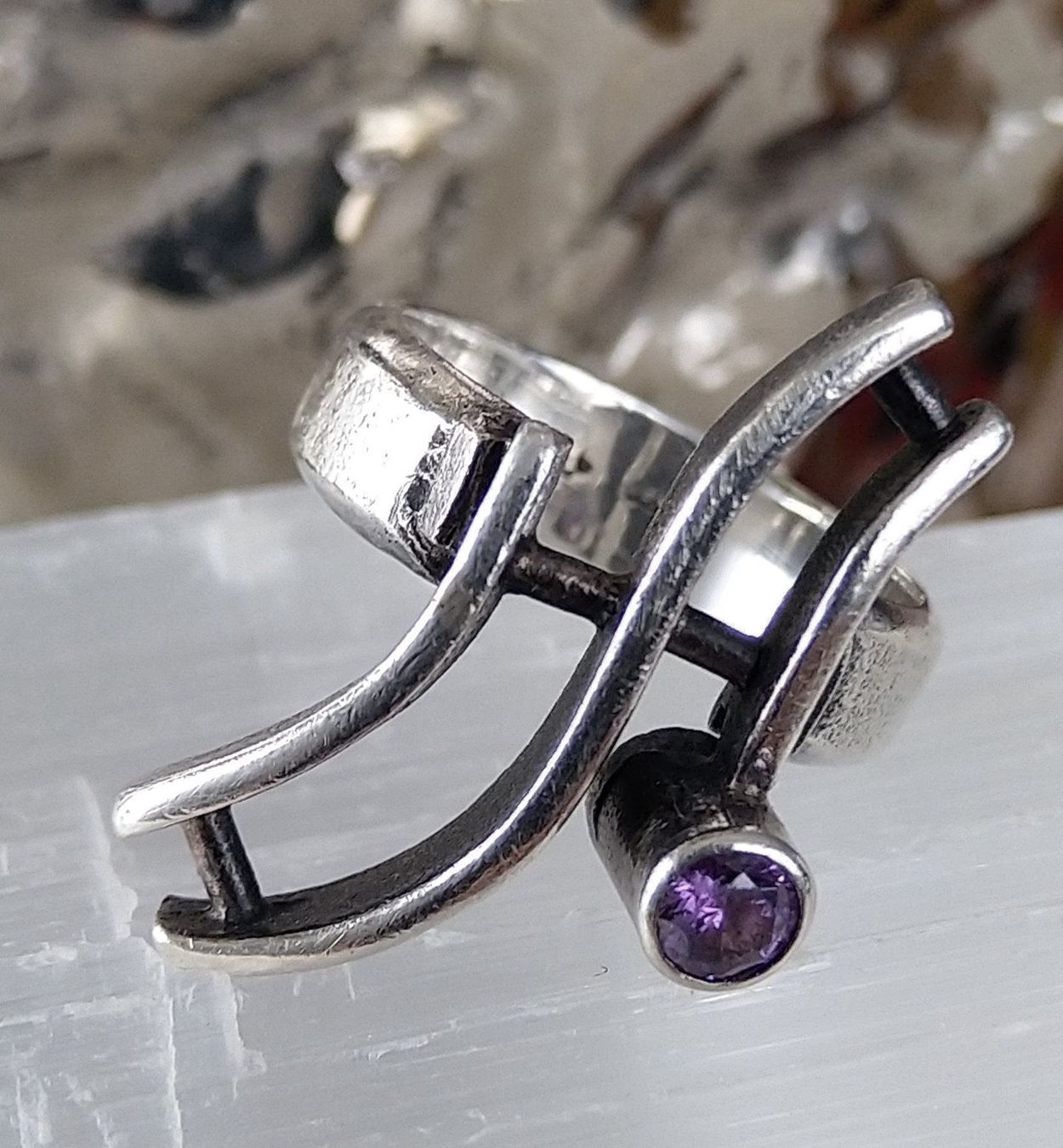 Anelli: RETRO RING IN 925 SILBER MIT AMETHYST – Usato da Romanshorn venduto da Glitzer-Paradies 1