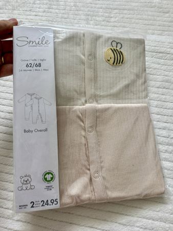2er-Pack Baby Overall Gr. 62/68 – NEU & OVP, Bio-Baumwolle