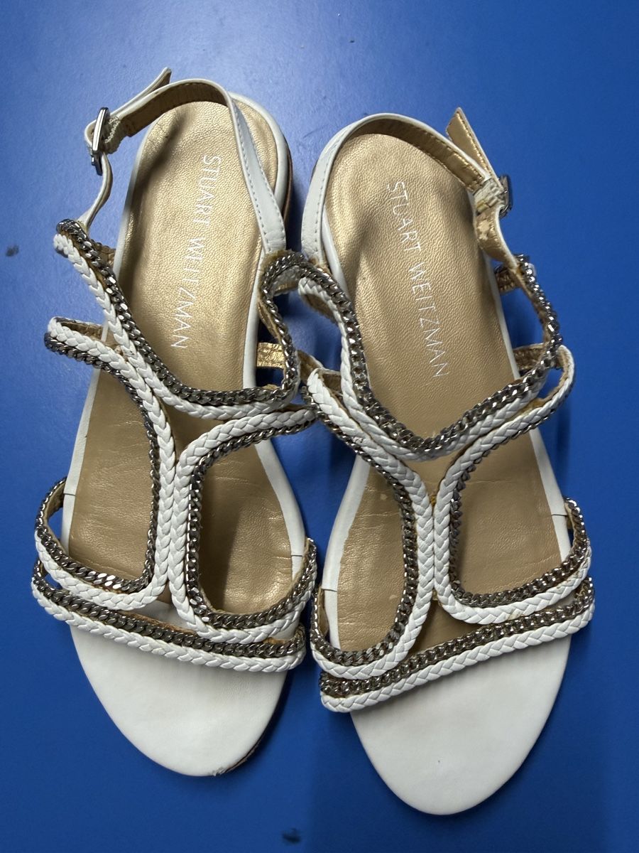 Stuart Weitzman Scarpe da donna: Stuart Weitzman White Leather Sandals – Usato da Herrliberg venduto da Tubalp 1