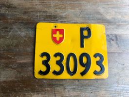 Nummernschild PTT Post Mofa ausrangiert P 33093