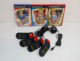 4 PlayStation Buzzer mit 3 Buzz!-Games, PS2