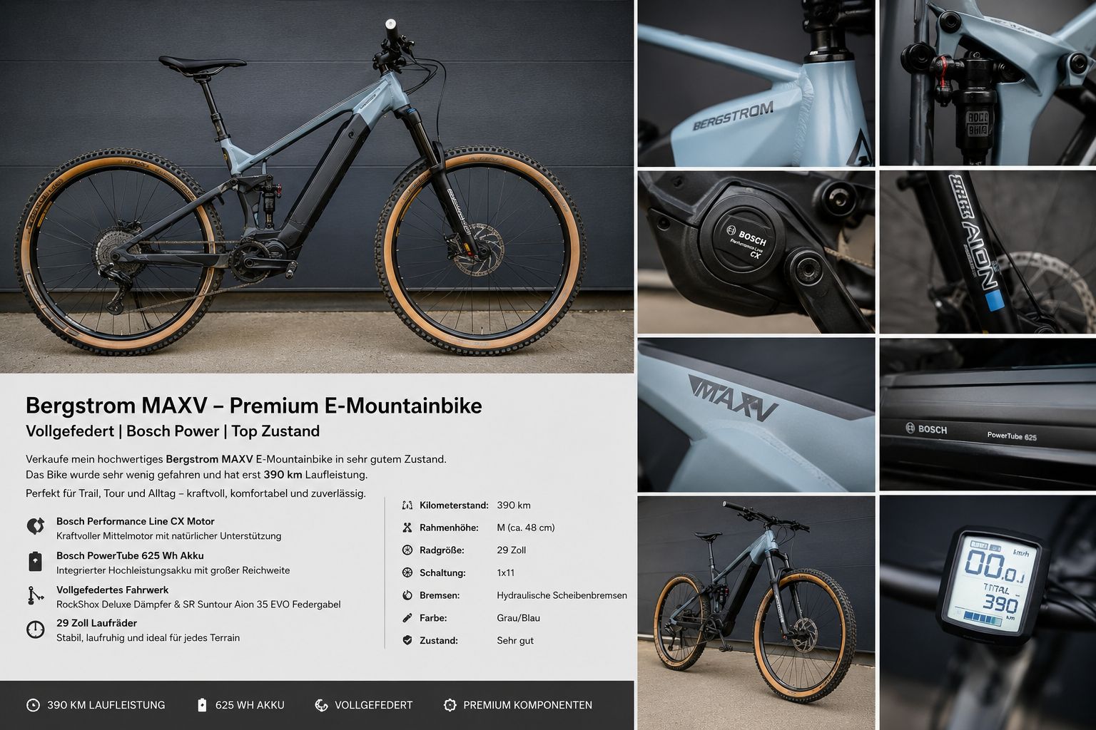 Bergstrom Biciclette: Bergstrom MAXV - Premium E-Mountainbike – Usato da Regensdorf venduto da Bay2020 1