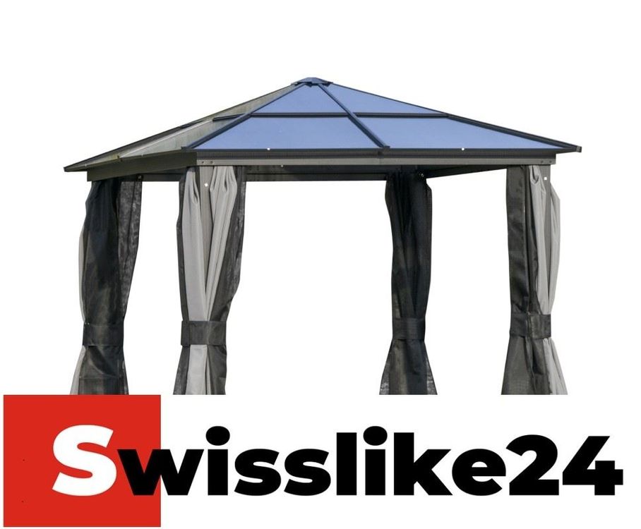 Luxus Pavillon mit Polycarbonatdach, mit Vorhänge Kaufen auf Ricardo