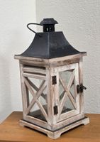 Laterne Holz weiss/schwarz Dekoration mit Glas guter Zustand