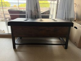 Sitzbank mit Stauraum Holz Metall 