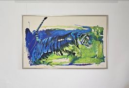 Rolf Knie "Tiger im Sprung", Serigraphie, handsigniert