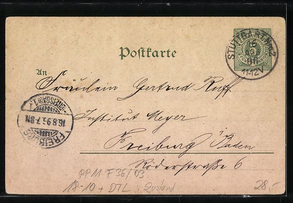 Cancelleria postale: Litho Ganzsache Württemberg PP11F36 /03 – Usato da Berlin venduto da bartko-reher 1