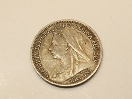 🇬🇧 UK Threepence 1897 Queen Victoria **XF** (rare state)