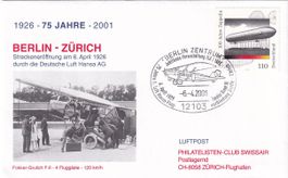 75 Jahre DLH Jubiläumsflug Berlin - Zürich 2001