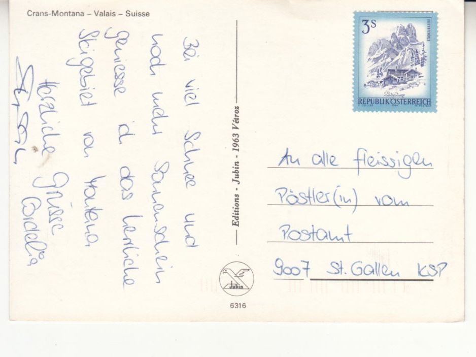 Cartoline postali: Crans Montana 1974 – Usato da Bürglen TG venduto da StampGraf 1