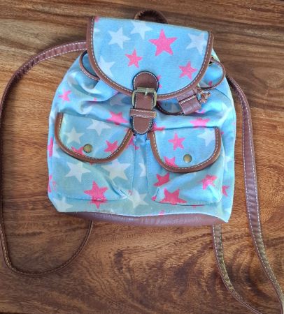 Rucksack Sternenmuster Blau Pink Weiss