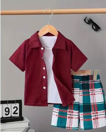Trendiges Kurzarm-Outfit-Jungen-Hemd+Hosen- bequem- Gr:130cm