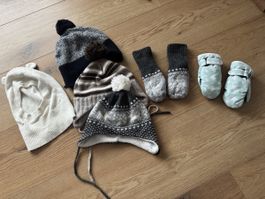 Wintermützen und Handschuhe Gr. 74/80