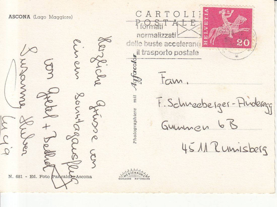 Cartoline postali: Ascona 1968 – Usato da Bürglen TG venduto da StampGraf 1