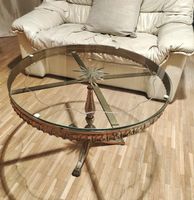 Table basse ancienne laiton et verre