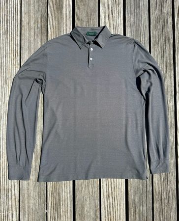 Polo Shirt Langarm ZANONE 50 - Ice Cotton Dunkelgrau
