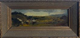 Dipinto antico, olio su tavola, fine XIX secolo, paesaggio