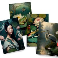 Japanische Geisha DS0190⚡️Set mit 4 Kunstdrucken à 20x30cm