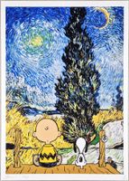 Death NYC Ltd Ed Pop Art Druck " Van Gogh Charlie & Snoopy