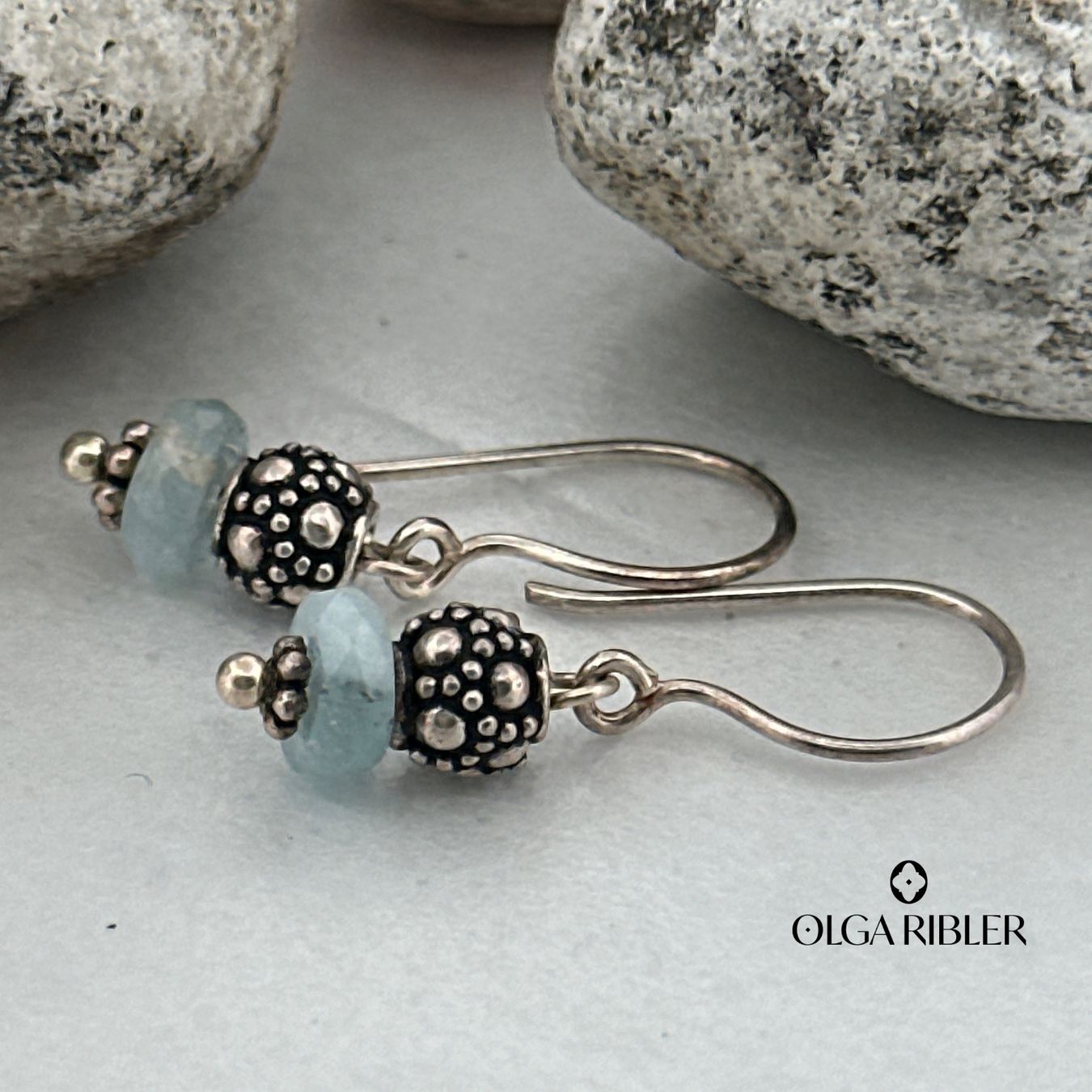 Olga Ribler Boucles d'oreille: Silberohrhänger mit Aquamarin – Neuf (Voir description) à Luzern par MonikaS03 2