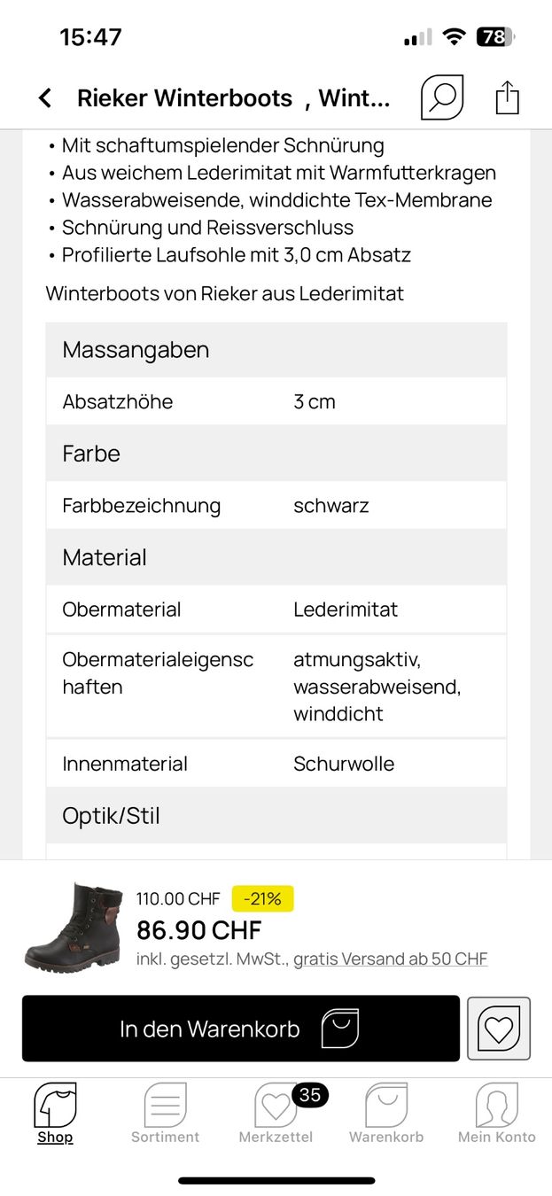 Rieker Scarpe da donna: Rieker Winterboots grösse 42 – Usato da Bern venduto da Dafi7 6