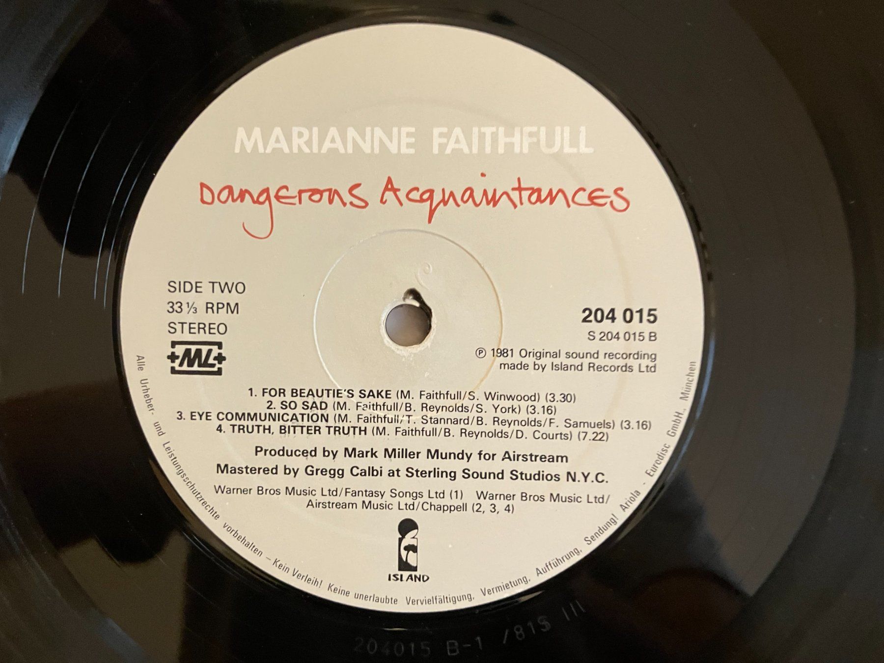 Dischi in vinile: Marianne Faithfull – Usato da Aarwangen venduto da Jukebox3 6