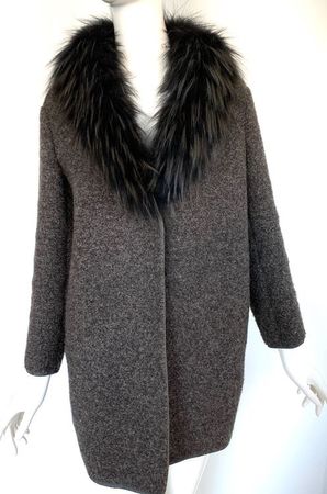 FABIANA FILIPPI Mantel Fuchspelz braungrau - XS