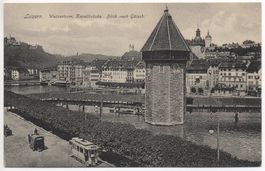 LUZERN Wasserturm, Kapellbrücke, Tram