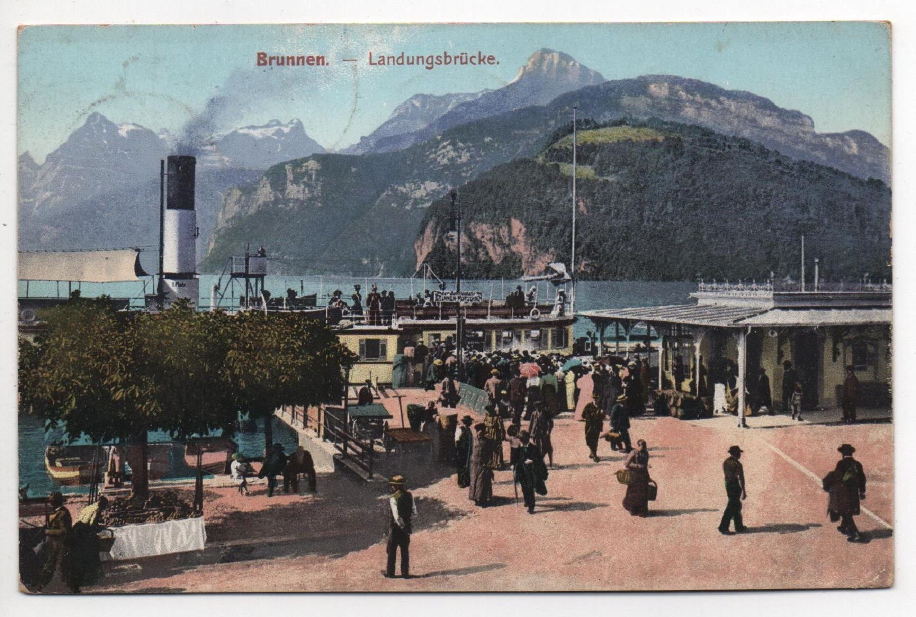 Cartoline postali: BRUNNEN Landungsbrücke - Dampfschiff – Usato da Jona venduto da philajona