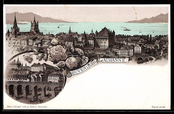 Cartes postales: Litho Lausanne, Panorama sur le lac – D'occasion à Berlin par bartko-reher