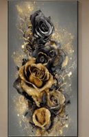 Diamond Painting: Schwarz-Goldene Rosen 50x100cm