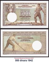 WW2 Serbien 500 Dinar 1942 UNZ