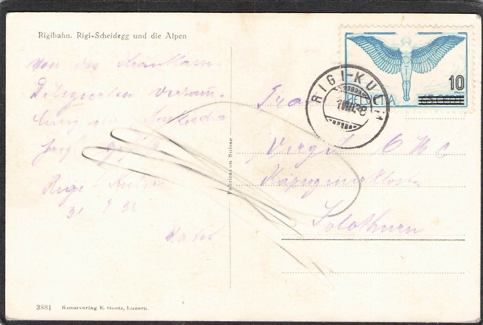 Cartoline postali: ^Rigibahn , 1938 – Usato da Reichenburg venduto da Pipo-67 1