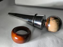 Dekoratives Set: Flaschenverschluss und Ring, Herbstfarben