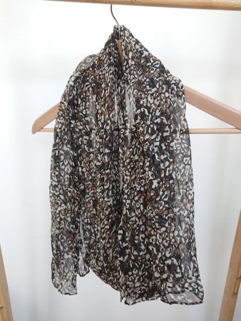 Leichter Damen Schal 45cm x 200cm Schwarz Braun Beige