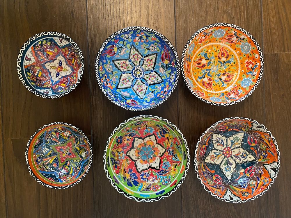 Handgefertigte Türkische Keramikschalen – Set Mit 6 Blauen Mini-Schalen Für Dips, Saucen Oder Deko, Einzigartiges Design